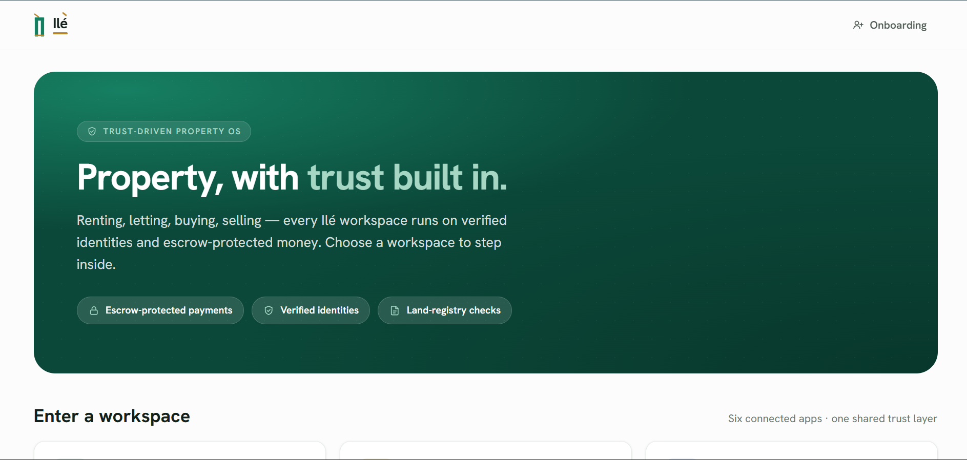 Ilé landing page, Property, with trust built in